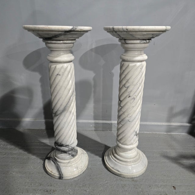 Stone Marble Columns, 1930, Set of 2 For Sale - Image 7 of 7