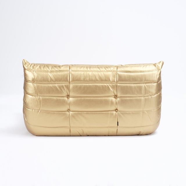 Ligne Roset Ligne Roset Togo Loveseat & Ottoman Set in Gold For Sale - Image 4 of 16
