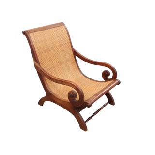 Caned English Style Plantation Chair For Sale