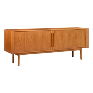 Svend Aage Larsen for Faarup Møbelfabrik Mid Century Danish Teak Tambour Door Credenza For Sale
