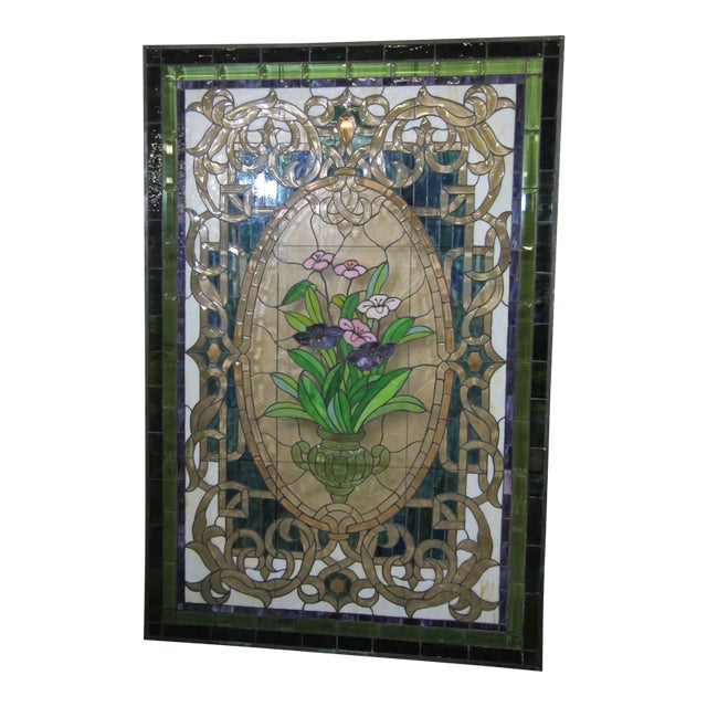 1990s Stained Glass Panel For Sale