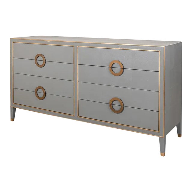 Art Deco Style Shagreen Embossed Leather Dresser For Sale