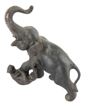 Japanese Bronze Okimono of Elephant and Tiger