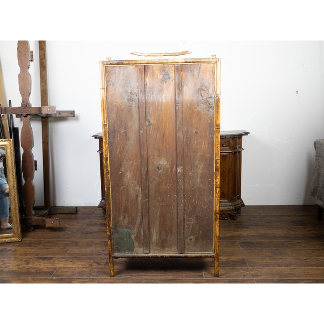 Brown English 1900s Bamboo Cabinet with Faux Books Façade and Splaying Legs For Sale - Image 8 of 11