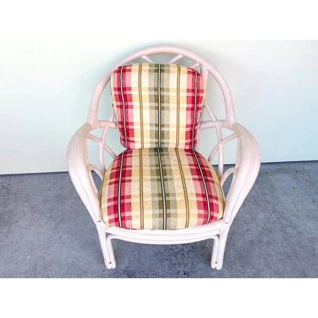 Mid 20th Century Palm Beach Regency Painted Rattan Lounge Chairs - a Pair For Sale - Image 5 of 6