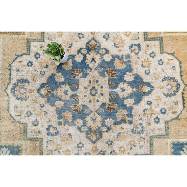 Contemporary 1920s Antique Anadol Oushak Medallion Hand-Knotted Rug - 7’1” X 12’6” For Sale - Image 3 of 11