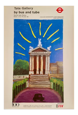 David Hockney Tate Gallery Centenary `1897 to 1997, Tate Gallery by Bus or Tube Poster