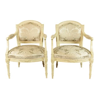 19th C. Vintage Louis XVI Fautueils- A Pair For Sale