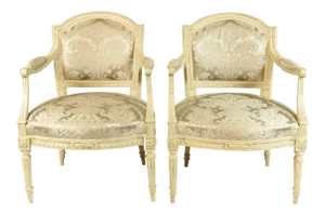 19th C. Vintage Louis XVI Fautueils- A Pair