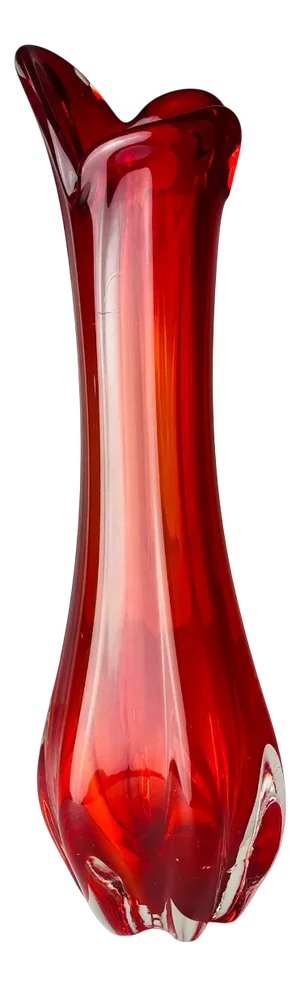 Mid-Century Red Glass Vase, Italy, 1970s