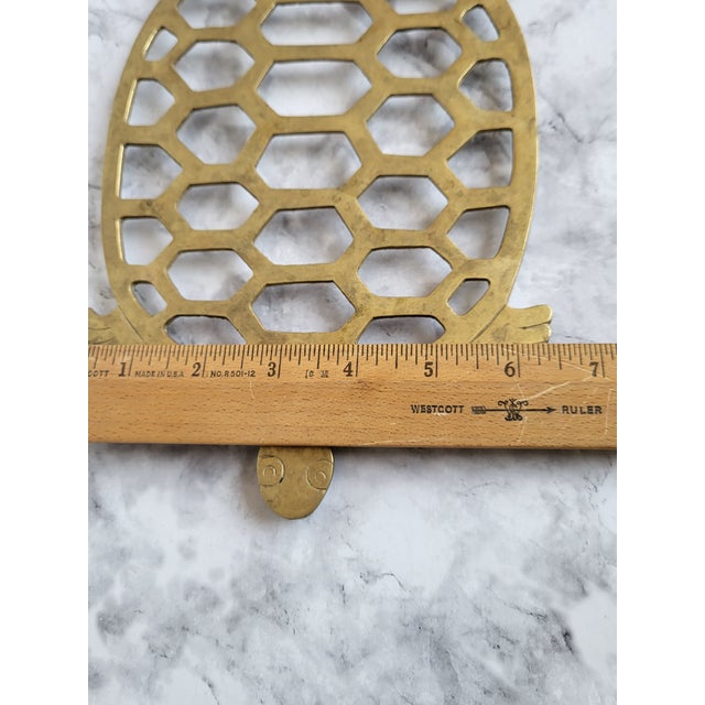 Vintage Mid Century Brass Turtle Trivet For Sale - Image 10 of 12