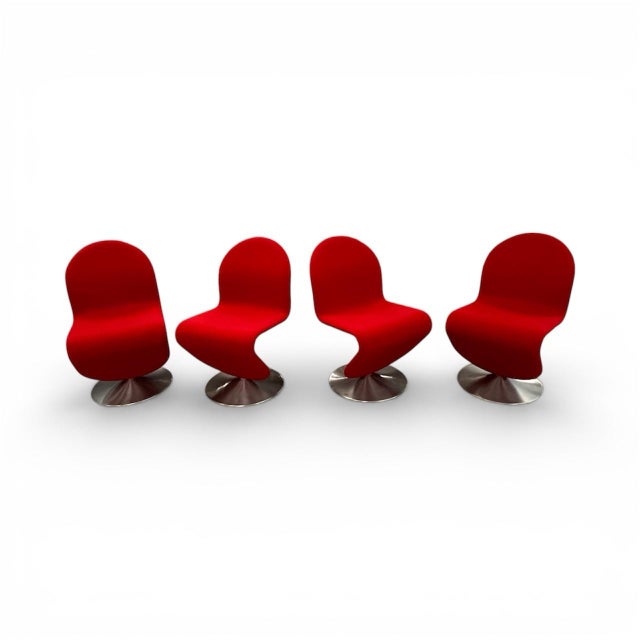 1970s Set of 4 Sculptural Space-Age / Mid-Century Modern System 1-2-3 Swivel Chairs by Verner Panton For Sale - Image 5 of 9