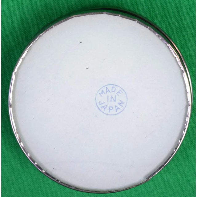 Circa 1950s Fox-Hunt Scene Eglomise Yellow Glass Tray With 6 Coasters- 7 Pieces For Sale - Image 4 of 5