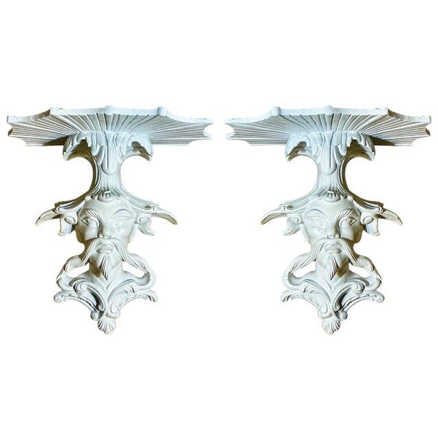 Blanc De Chine Chinese Export Style Chinoiserie Ancestral Wall Brackets - Pair For Sale - Image 4 of 6