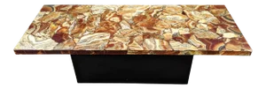 Mid-Century Modern Italian Quartz Specimen Abalone Shell Style Marble Coffee Table