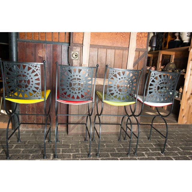 1960s Mid Century Arthur Umanoff Mayan Sun Bar Stools For Sale - Image 5 of 13