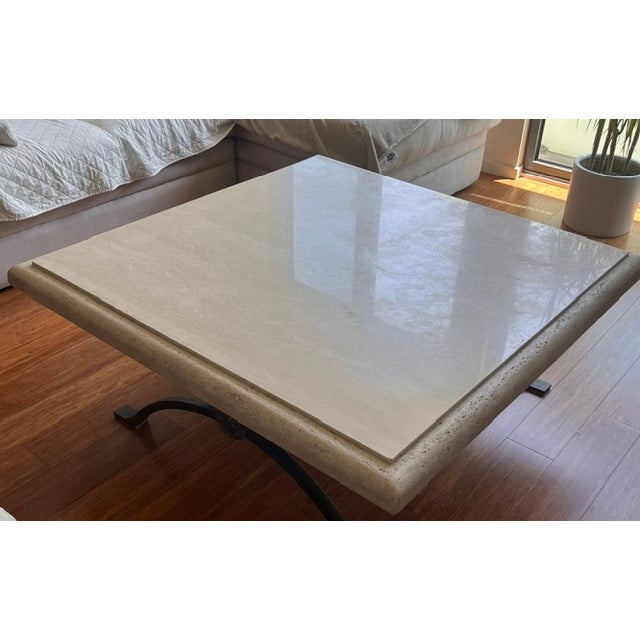 Rustic European Vintage Marble Coffee Table For Sale - Image 3 of 4