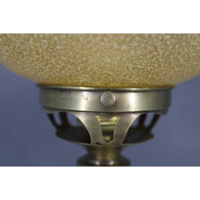 Brass Table Lamp with Marble Base and Glass Shade, 1940s For Sale - Image 4 of 13