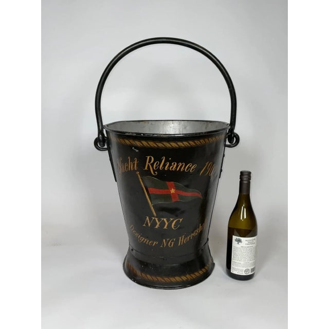 Traditional Painted Deck Bucket with Yacht Reliance For Sale - Image 3 of 6