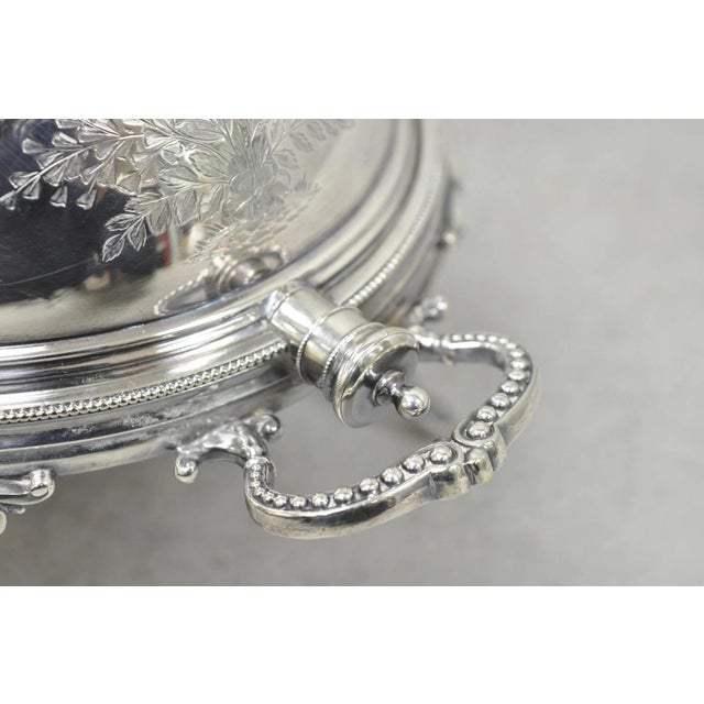 Antique Elkington & Co English Silver Plated Chafing Dish Revolving Dome Warmer For Sale - Image 15 of 18