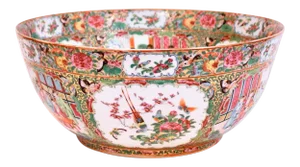 Rose Mandarin (Rose Medallion) Chinese Export Porcelain Punch Bowl