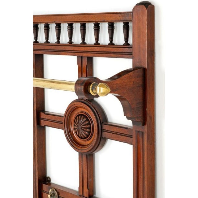 Victorian Hall Tree Coat Rack Mirror For Sale - Image 5 of 6