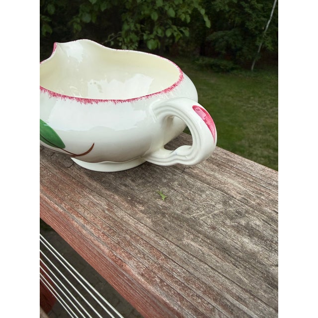 Vintage Mid-Century Blue Ridge Southern Potteries "Crab Apple" Hand-Painted Ceramic Gravy Boat For Sale - Image 4 of 9