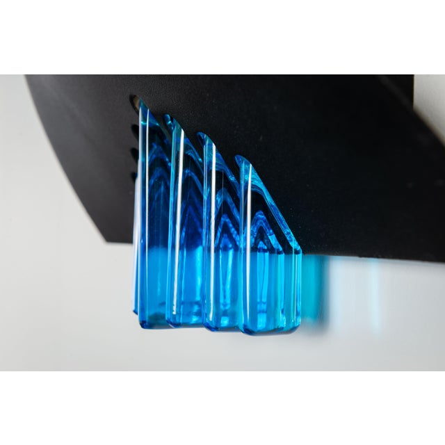 Wall Lamps with Black Frames and Blue Glass from AV Mazzega, 1980s, Set of 2 For Sale - Image 16 of 18