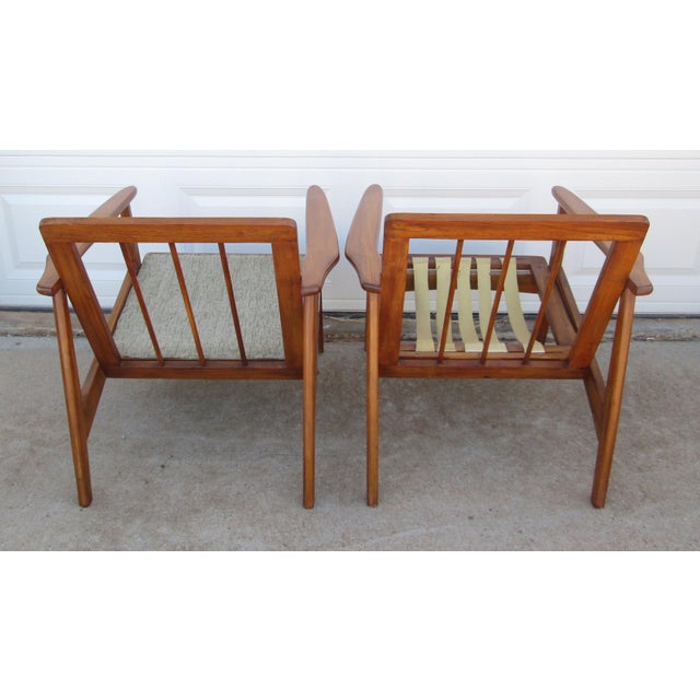 Mid 20th Century 2 Danish Modern Wooden Lounge Chairs For Sale - Image 6 of 14
