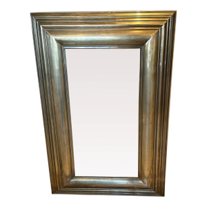 Rectangular Graduated Antiqued Metal Mirror With Pewter Silverplate Finish