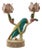 Whimsical Handcrafted Raffia Parrot and Floral Double Candlestick For Sale