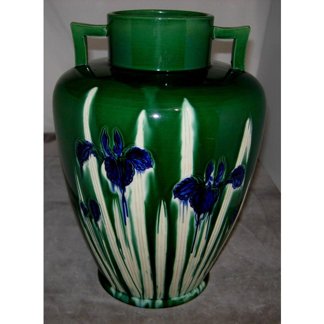 Late 19th Century Japanese Awaji Pottery Vase With Handles For Sale - Image 4 of 6