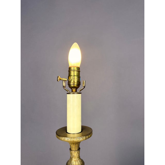 Early 19th Century Ornate Brass Candlestick Table Lamp For Sale In New York - Image 6 of 8
