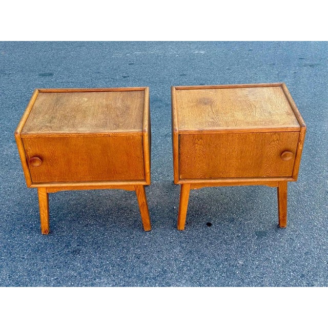 Brown Danish Oak Nightstands, 1940s, Set of 2 For Sale - Image 8 of 13