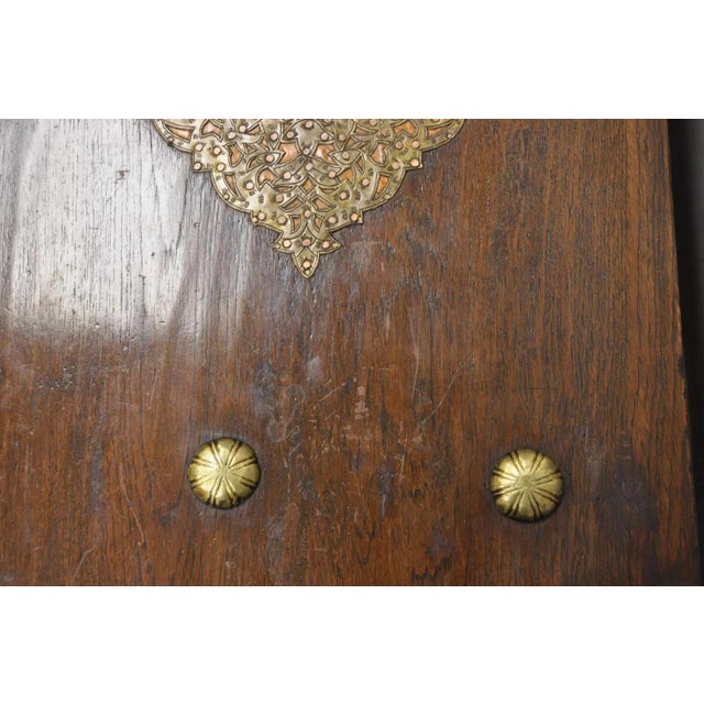 Wood Antique Anglo Indian Oak Wood & Brass Mounted Coffer Blanket Chest Trunk For Sale - Image 7 of 16