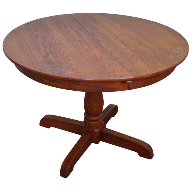 Hitchcock Round Oak Pedestal Dining Table Chairish
