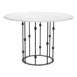 Italian Round Iron Carrara Marble Center or Garden Table For Sale