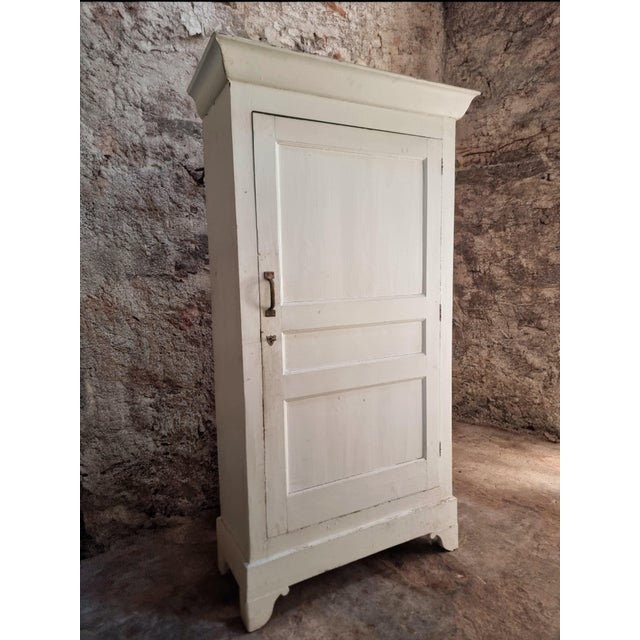 Antique French Pine Cabinet in Off-White Paint, 1900-1920 For Sale - Image 6 of 15
