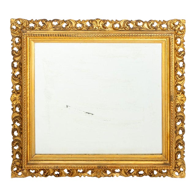 Second Empire Giltwood Rectangular Mirror, late 19th century, with foliate and scroll frame, William Schaus label to...