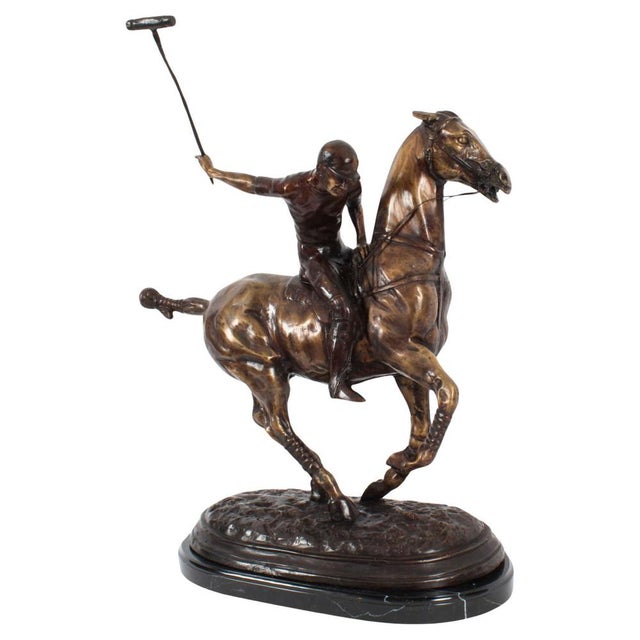 Polo Player Galloping Horse Sculpture, 20th Century, Bronze For Sale - Image 14 of 14