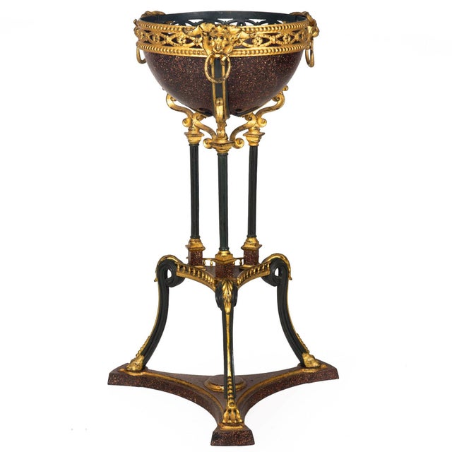 Regency Style Gilt and Faux Porphyry Iron Athenienne Jardinierre Plant Stand For Sale - Image 4 of 18