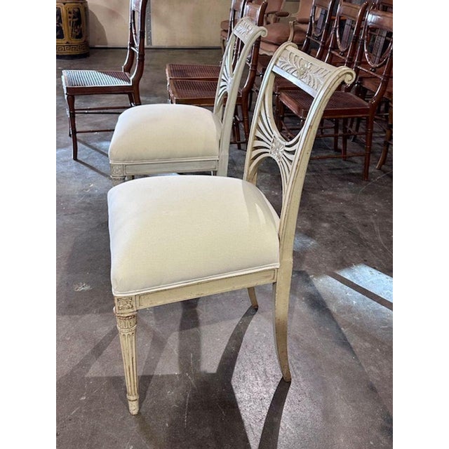 Pair of Swedish Gustavian Painted Side Chairs For Sale - Image 9 of 11
