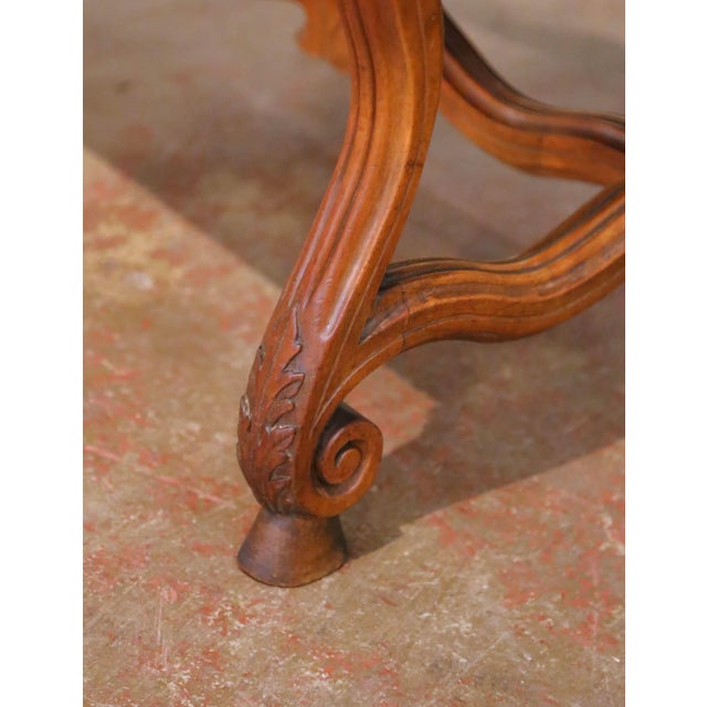 Pair of 19th Century French Louis XIII Walnut Armchairs With Stripe Motifs For Sale - Image 9 of 11