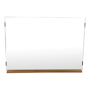 Mid Century Modern Rectangular Mountable / Wall Mirror With Beveled Edge and Limed Oak Detailing at Bottom