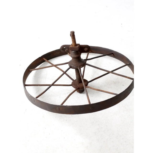 Antique Iron Cart Wheel For Sale - Image 9 of 13