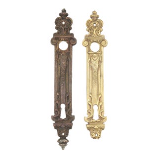 Pair of Belgian French Bronze Door Back Plates For Sale