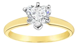 One Carat Heart Shaped Solitaire Diamond Engagement Ring, Size 5