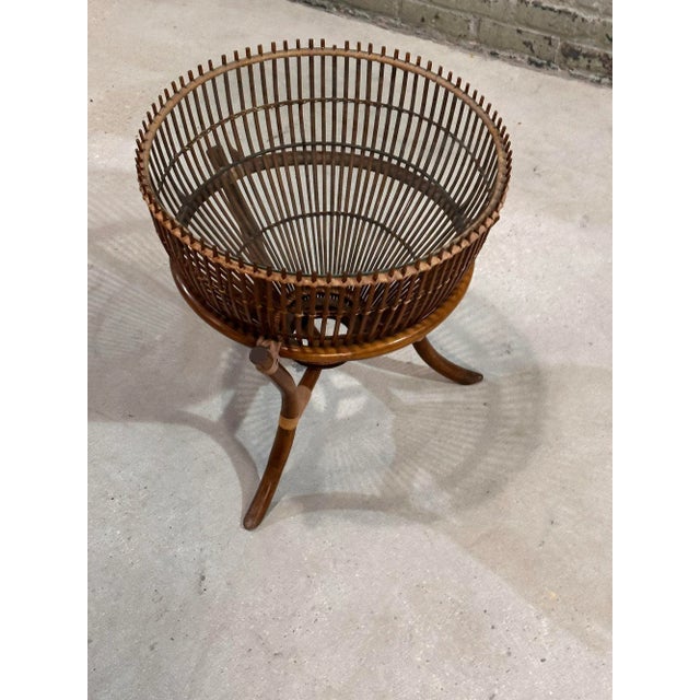 Style of Franco Albini Rattan Fishing Basket Side/End Table, 1960 For Sale - Image 4 of 7