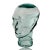Formed from heavy recycled glass in translucent aqua tones, this late 20th-century mannequin head transcends its...