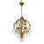 Mid Century Spherical Gilt Leaves & Crystal Chandelier For Sale
